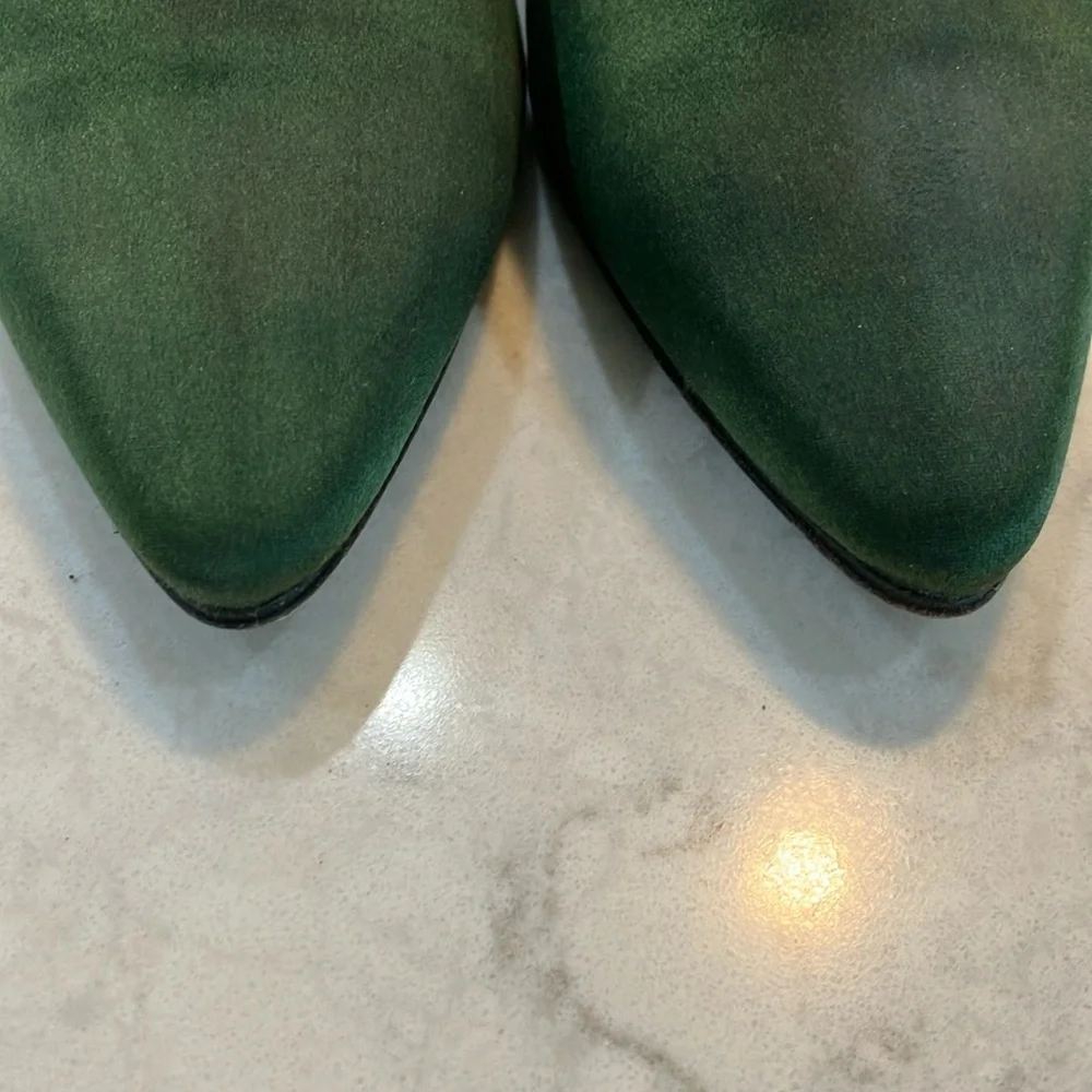 Vintage Yves Saint Laurent Forest/Hunter Green Silk Satin Pumps Sz 6.5‎ N- EUC - Picture 10 of 11